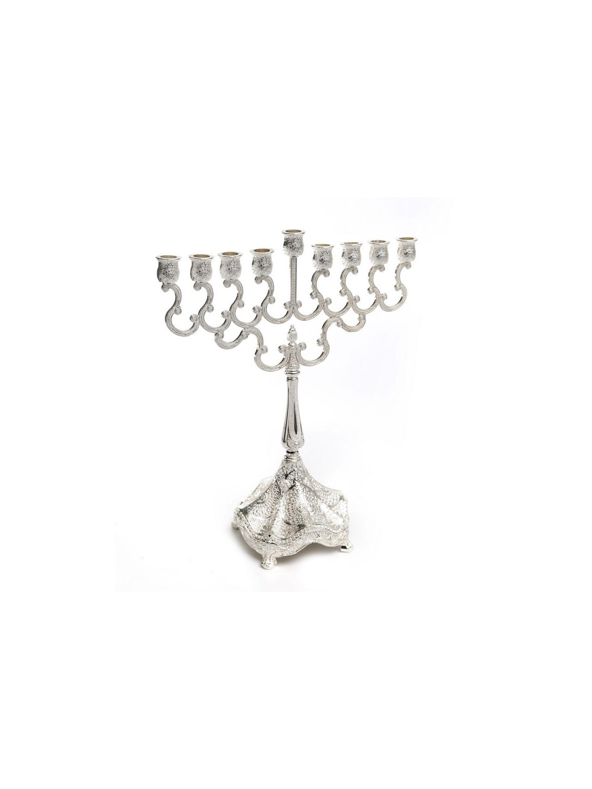 Silver Plated Chanukah Menorah Swirls and Ornate... | Hanukkah Menorah