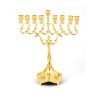 Gold Chanukah Menorah on Stem Scroll Design 8 In... | Hanukkah Menorah