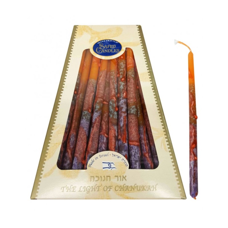 Handmade Dripless Hanukkah Candles Red and Orange F... | Oil & Candles