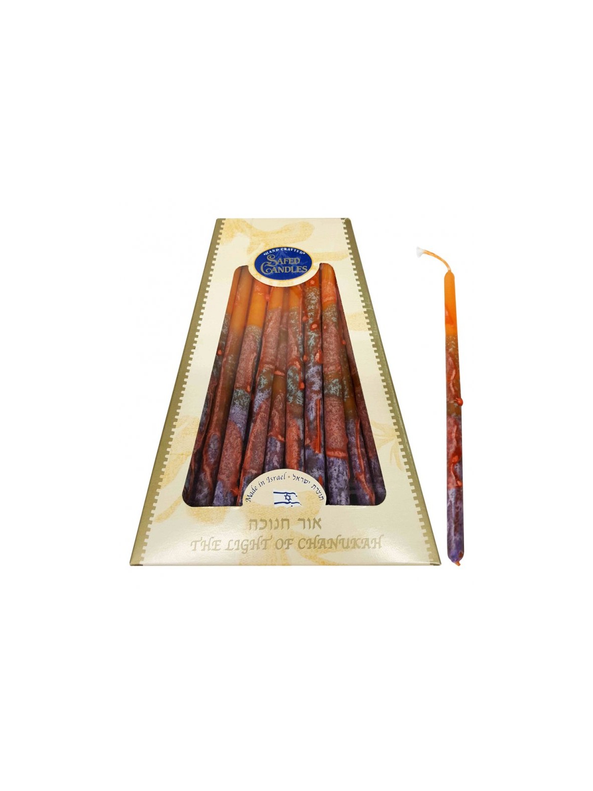 Handmade Dripless Hanukkah Candles Red and Orange F... | Oil & Candles