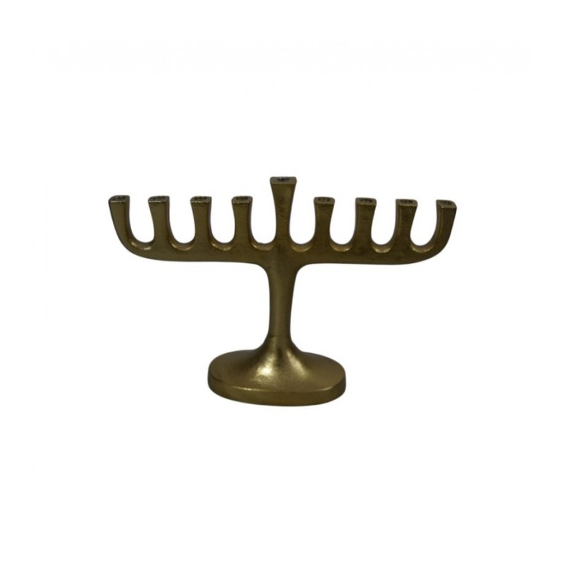 Gold Color Aluminum Chanukah Menorah For Candles | Hanukkah Menorah