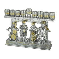 Hassidic Figures Design Polyresin Two Tone Chanu... | Hanukkah Menorah