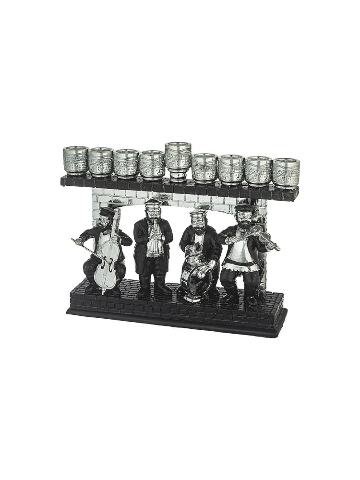 Hassidic Figures Design Polyresin Chanukah Menor... | Hanukkah Menorah