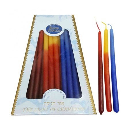 Bougies de Hanoukka sans gouttes Safed faites à la main Bleu clair... | Huile et bougies