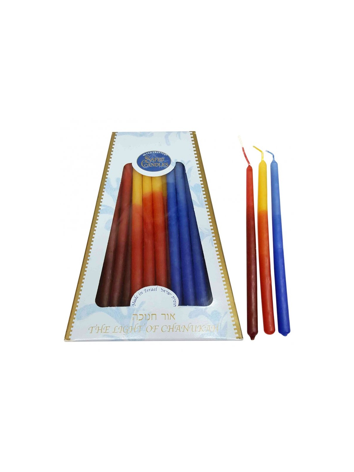 Handmade Safed Dripless Hanukkah Candles Light Blue... | Oil & Candles