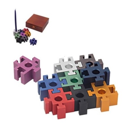 Dabach Judaica Anodized Aluminum Puzzle Pieces C... | Hanukkah Menorah