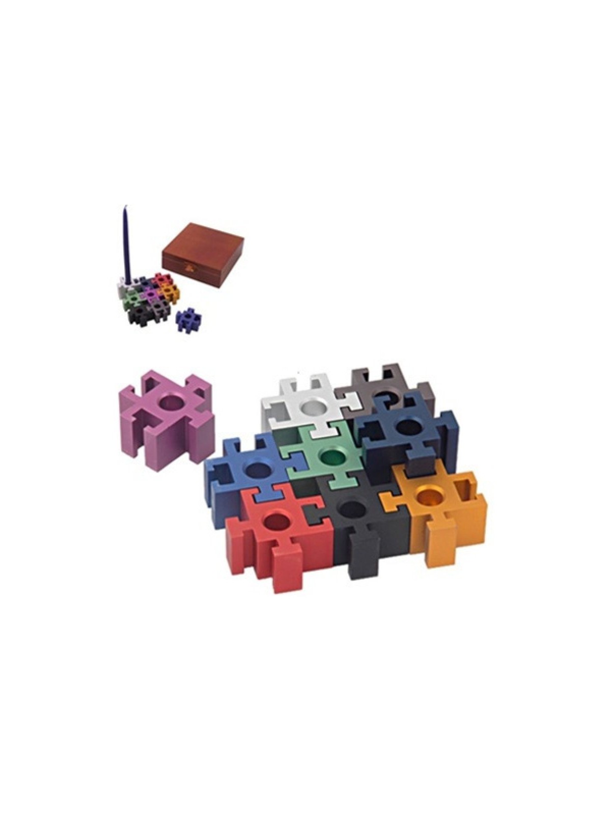 Dabach Judaica Anodized Aluminum Puzzle Pieces C... | Hanukkah Menorah