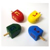 Package of Four Colorful Wood Dreidels with letters | Dreidels