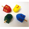 Package of Four Colorful Wood Dreidels with letters | Dreidels