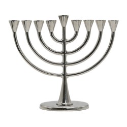Nickel Chanukah Menorah Classic Design For Candles | Hanukkah Menorah