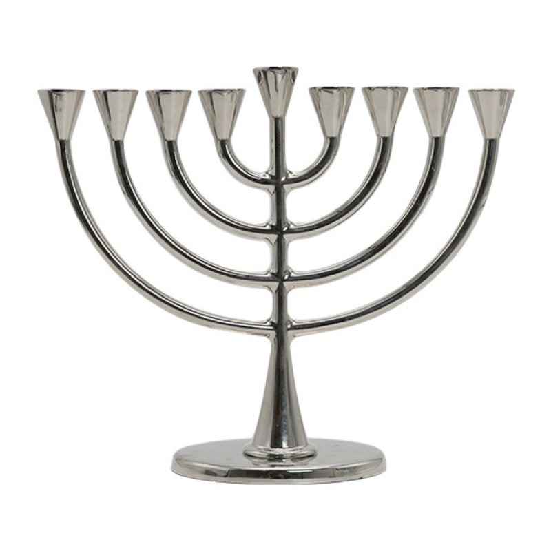 Nickel Chanukah Menorah Classic Design For Candles | Hanukkah Menorah