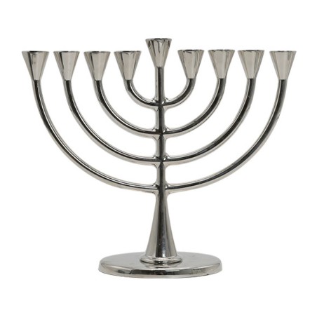 Nickel Chanukah Menorah Classic Design For Candles | Hanukkah Menorah