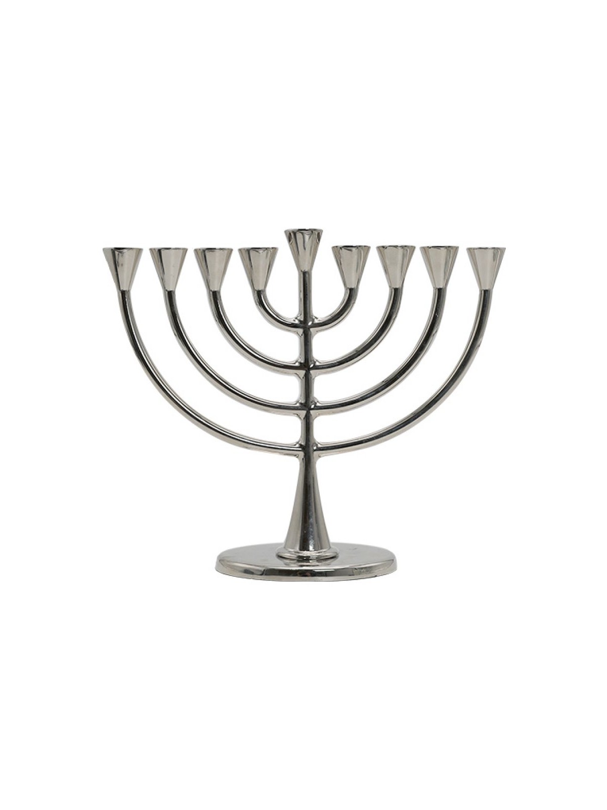 Nickel Chanukah Menorah Classic Design For Candles | Hanukkah Menorah