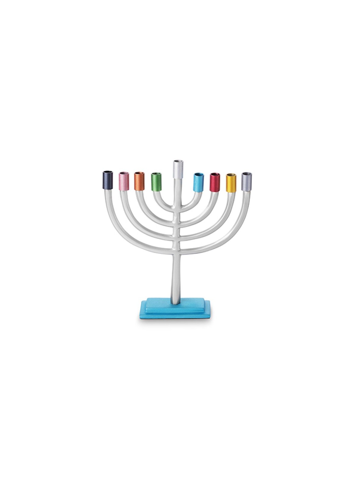 Colorful Cups and Silver Chanukah Menorah Classi... | Hanukkah Menorah