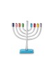 Colorful Cups and Silver Chanukah Menorah Classi... | Hanukkah Menorah