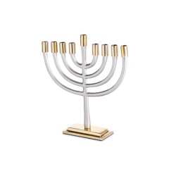 Two Tone Gold and Silver Chanukah Menorah Classi... | Hanukkah Menorah