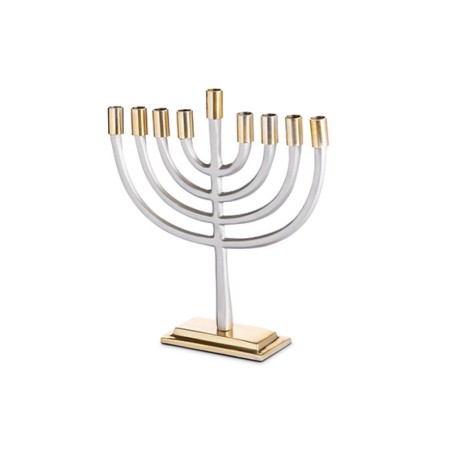 Two Tone Gold and Silver Chanukah Menorah Classi... | Hanukkah Menorah
