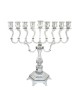 Nickel Plated Chanukah Menorah with Graceful Bra... | Hanukkah Menorah