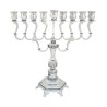 Nickel Plated Chanukah Menorah with Graceful Bra... | Hanukkah Menorah
