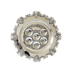 Silver Plated Passover Seder Plate Curving Floral Rim | Seder Plates