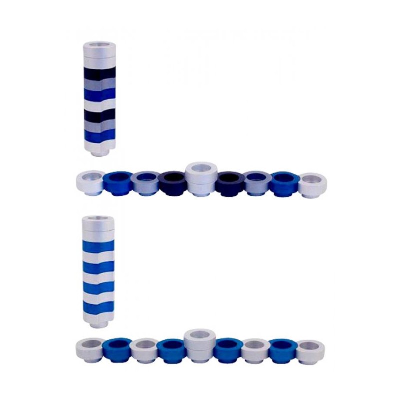 Agayof Compact Doughnut Travelling Menorah Blue ... | Hanukkah Menorah