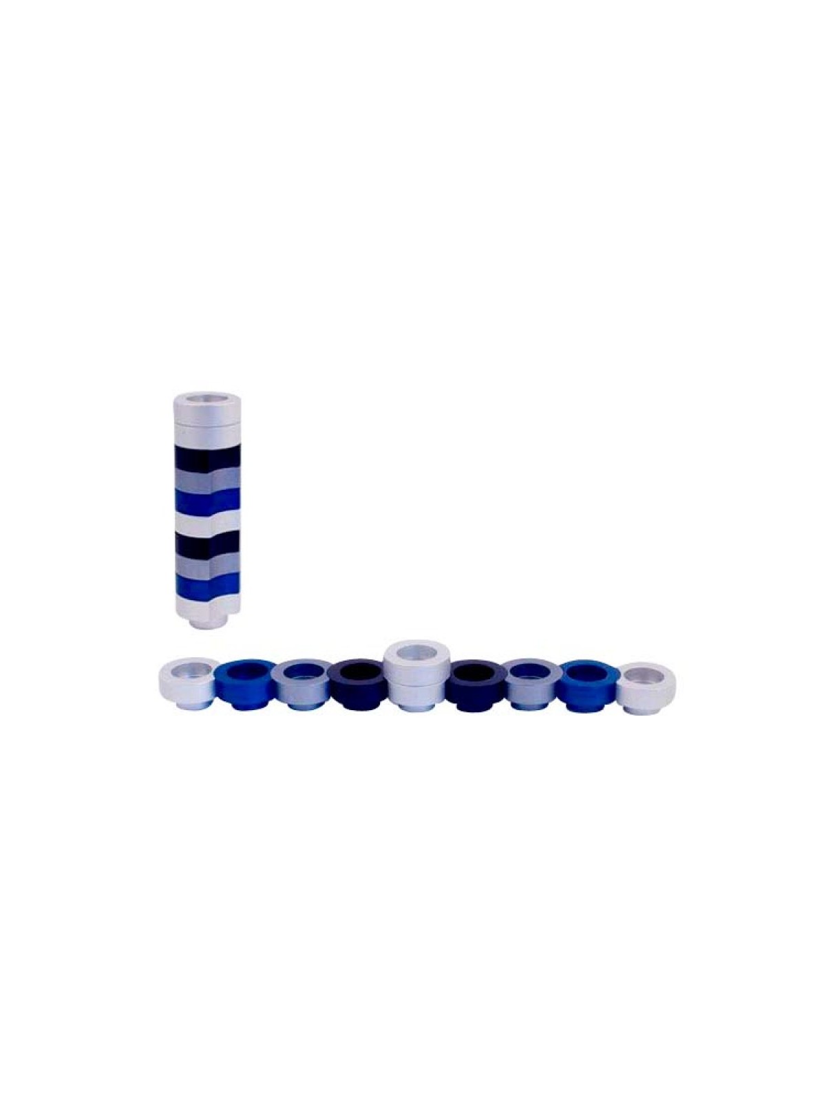 Agayof Compact Doughnut Travelling Menorah Blue ... | Hanukkah Menorah