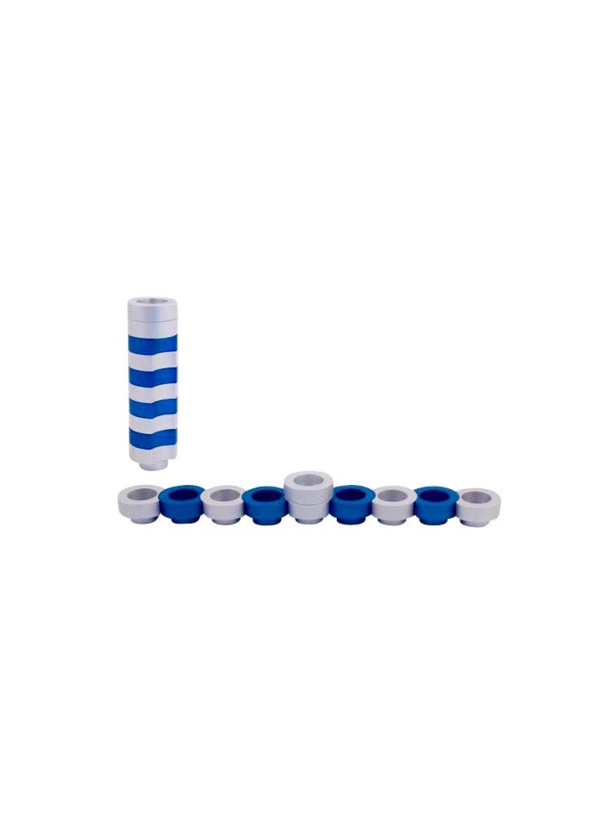 Agayof Compact Doughnut Travelling Menorah Blue ... | Hanukkah Menorah