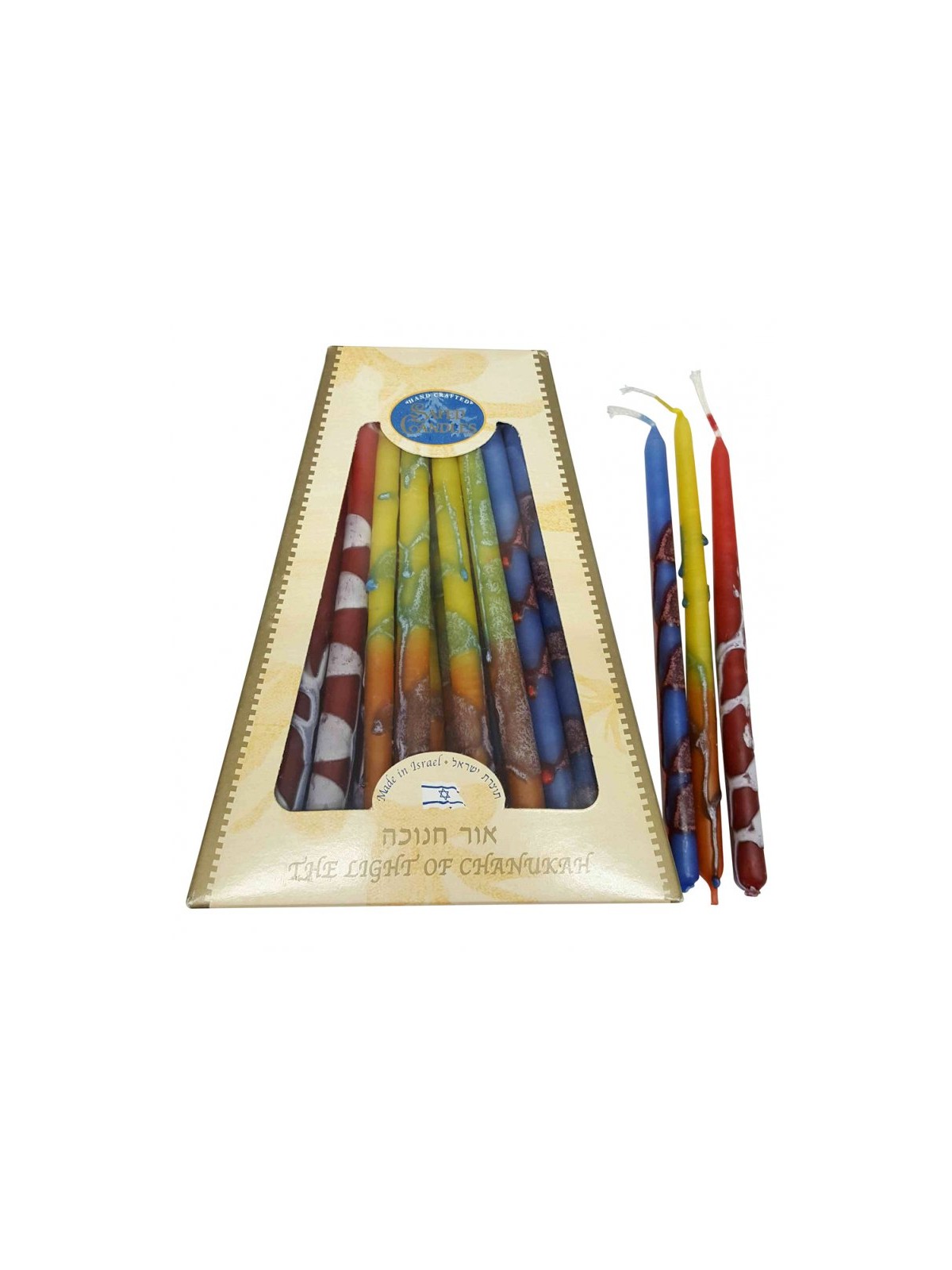 Bougies Hanukah sans gouttes faites à la main multicolores | Huile et bougies