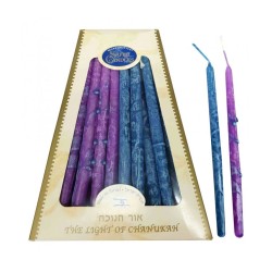Bougies de Hanoukka décoratives sans gouttes faites à la main, violet... | Huile et bougies