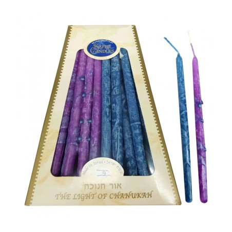 Bougies de Hanoukka décoratives sans gouttes faites à la main, violet... | Huile et bougies