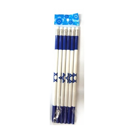 Set of Six Souvenir Wood Pencils Blue and Whi... | Kids Games and Toys