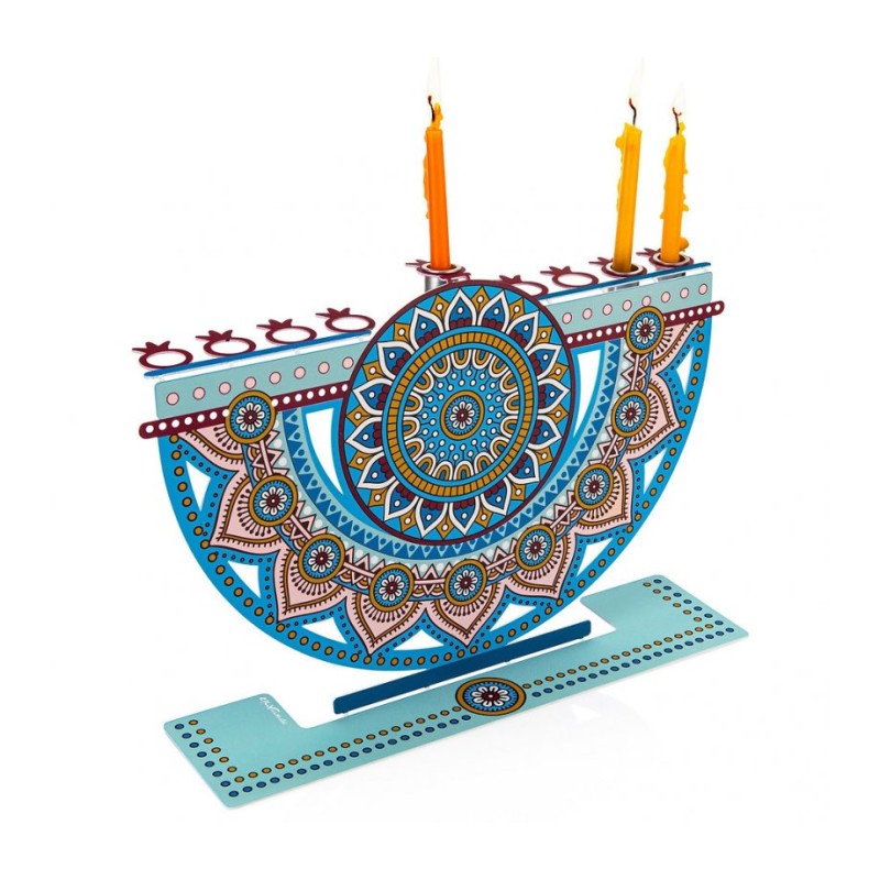 Dorit Judaica Laser Cut Chanukah Menorah Colorfu... | Hanukkah Menorah