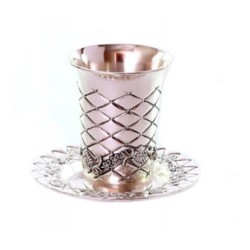 Silver Plated Kiddush Cup Set Matching Pl... | Jewish Gift from Israel
