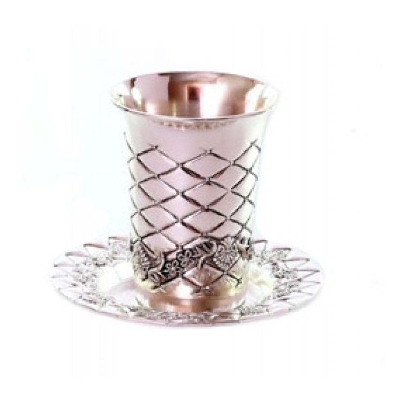 Silver Plated Kiddush Cup Set Matching Pl... | Jewish Gift from Israel