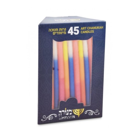Slender Handmade Dripless Chanukah Candles Mixed Co... | Oil & Candles