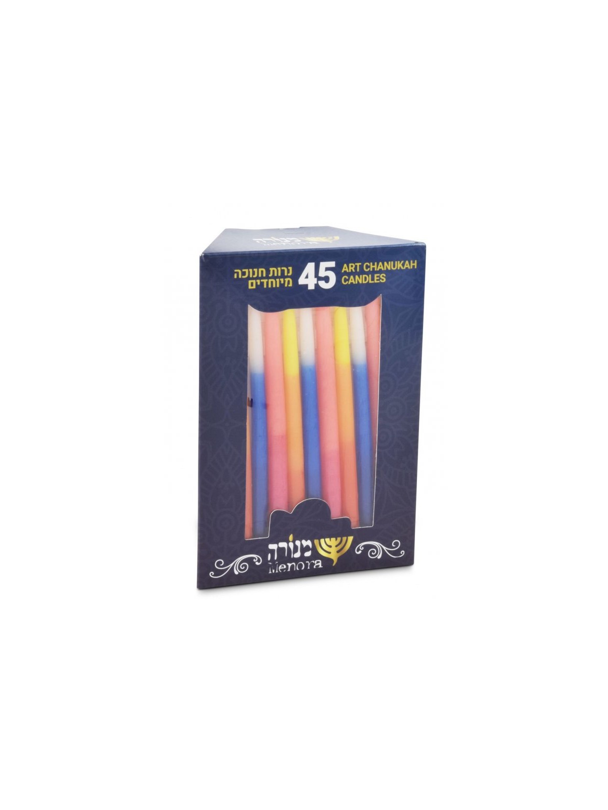 Slender Handmade Dripless Chanukah Candles Mixed Co... | Oil & Candles