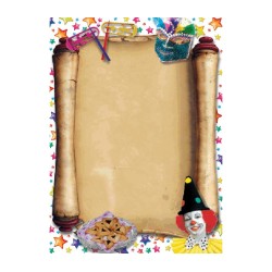 Papeterie pour le parchemin de Pourim avec des motifs colorés... | Musique et cadeaux de Pourim