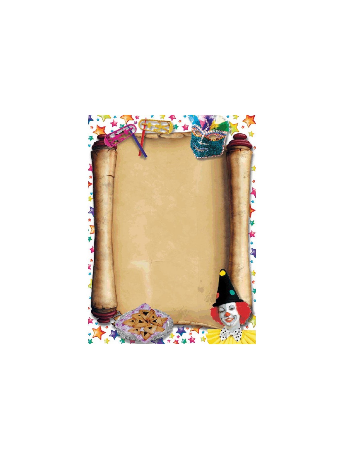 Stationery for Purim Scroll with Colorful P... | Purim Music and Gifts