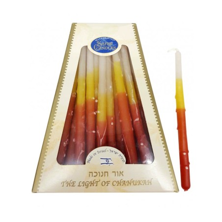 Handmade Dripless Hanukkah Candles Bright Orange Ye... | Oil & Candles