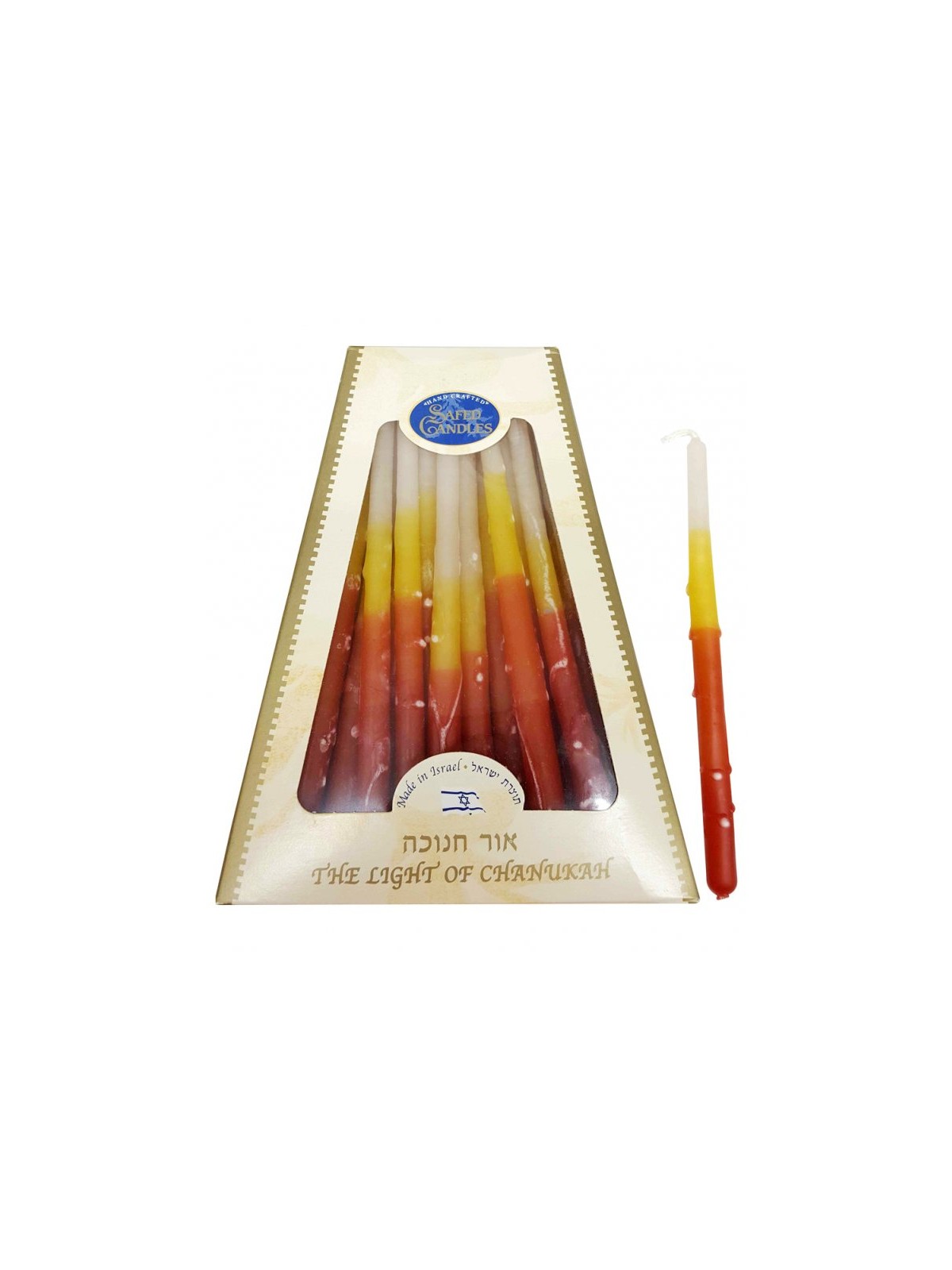 Handmade Dripless Hanukkah Candles Bright Orange Ye... | Oil & Candles