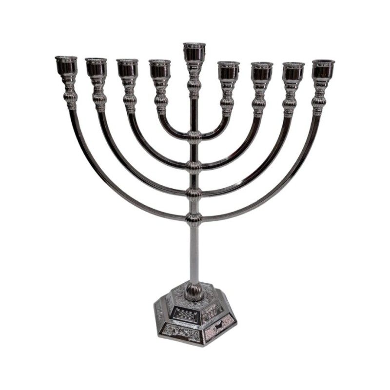 Classic Silver Color Chanukah Menorah | Hanukkah Menorah