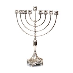 Silver Plated Chanukah Menorah Smooth Design %96... | Hanukkah Menorah