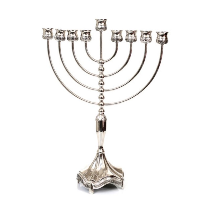 Silver Plated Chanukah Menorah Smooth Design %96... | Hanukkah Menorah