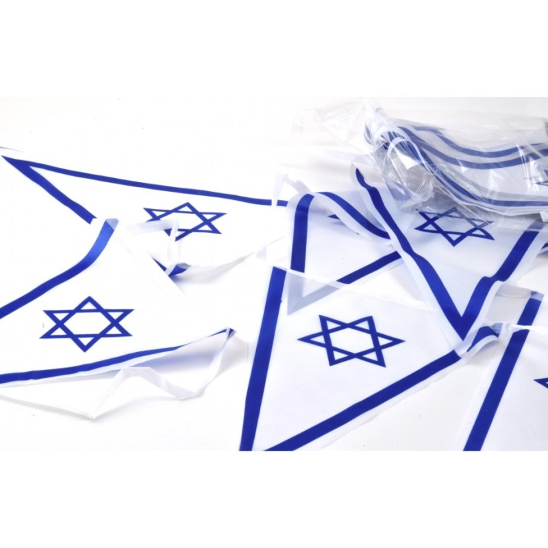 Banner Stringed Chain of 24 Israel Flags | Israel Flag