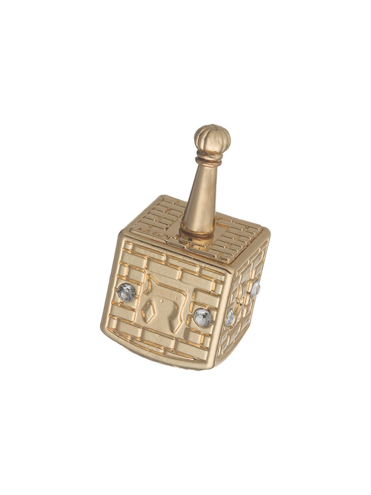 Gold Finish Metal Chanukah Dreidel with Nes Gadol Haya P... | Dreidels