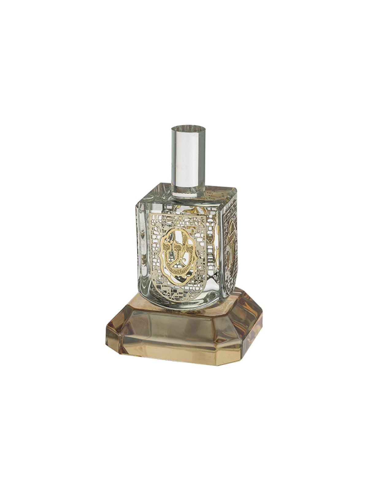 Silver and Gold Metal Crystal Dreidel on Glass Base %96 ... | Dreidels