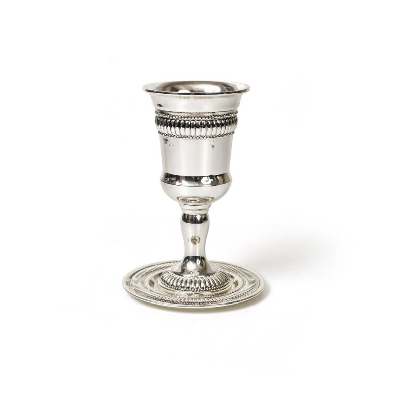Coupe de Kiddouch plaquée argent sur tige avec Ma... | Cadeau juif d'Israël