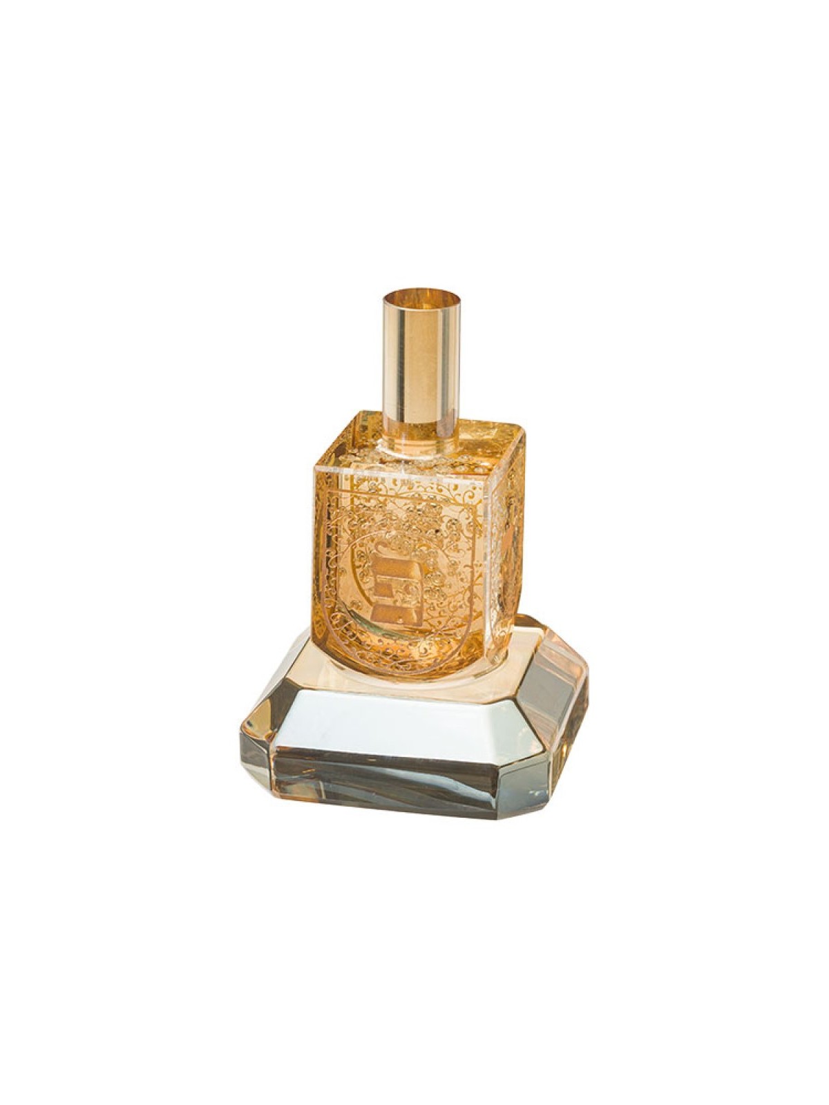 Gold Crystal Dreidel on Glass Base %96 Nes Gadol Hayah Poh | Dreidels