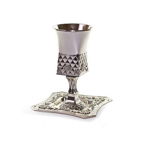 Square Silver plated contemporary Kiddush... | Jewish Gift from Israel