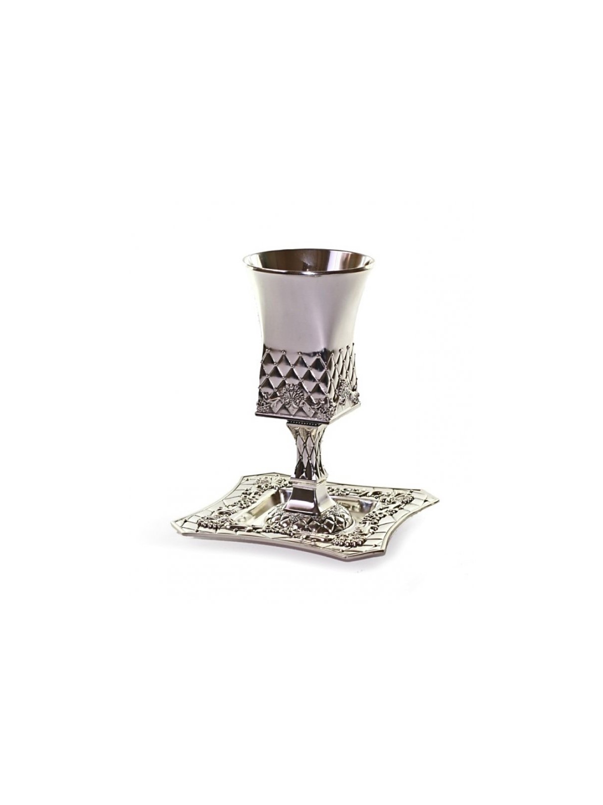 Square Silver plated contemporary Kiddush... | Jewish Gift from Israel